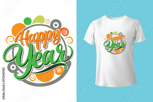 Happy New Year 2026 New Typography T-shirt Design Template