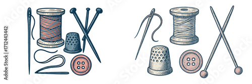 Sewing tools and supplies arranged creatively on a clean background showcasing the art of crafting in a cozy environment