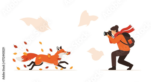 Autumnal Fox Captured In Motion by Photographer, Illustrating a Wildlife Moment