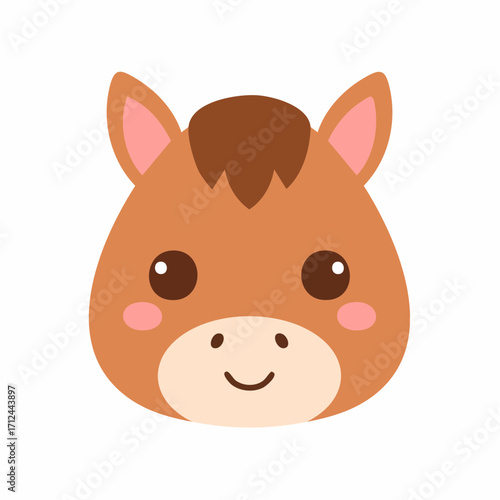 Adorable Brown Horse Face Illustration for Kids
