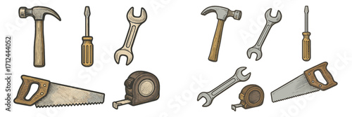 Tools for various tasks displayed together in a creative design for DIY enthusiasts and craftsmen