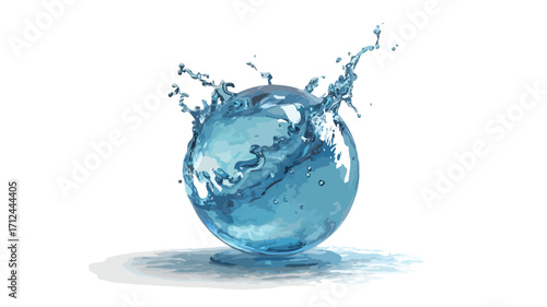 Sphere Shaped Water Splash Isolated on White Background for Graphic Design Projects