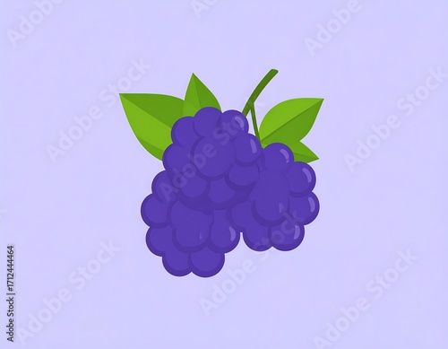 Purple berries with leaves on a pastel background