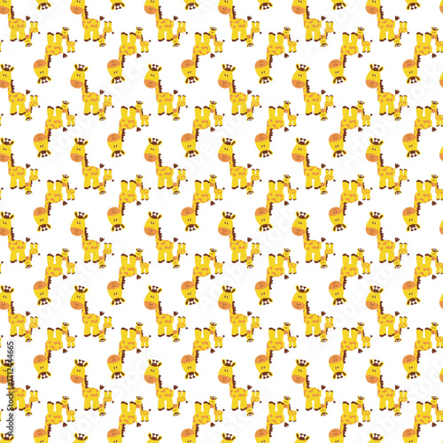 Adorable repeating pattern featuring playful cartoon giraffes perfect for children's projects fabric design nursery decor and whimsical creative uses.