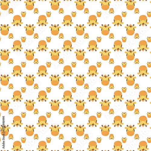 Adorable repeating pattern featuring playful cartoon giraffes perfect for children's projects fabric design nursery decor and whimsical creative uses.