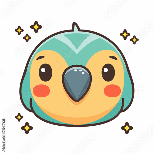 Adorable Cartoon Bird Cute Blue and Yellow Parakeet Illustration