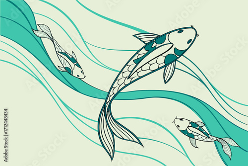 hand drawn vector illustration of a fish