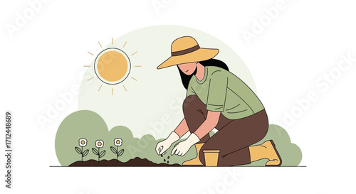Cultivating A Garden: An Illustration Capturing Horticulture And Horticultural Care