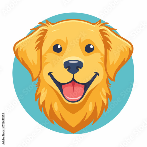 Happy Golden Retriever Puppy Dog Illustration