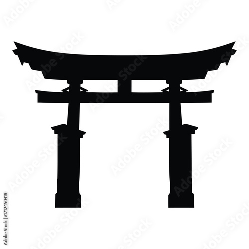 Silhouette of a traditional japanese torii gate iconic gateway architectural element symbol silhouette