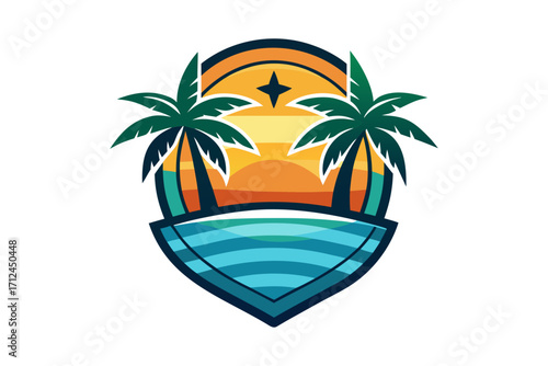 tropical island with palms