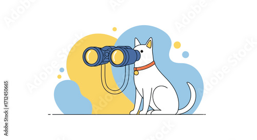 Curious Canine Peering Through Binoculars Seeking Exploration And Discovery Visual