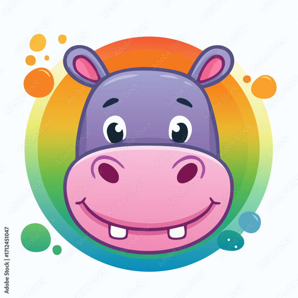Fototapeta premium Adorable Cartoon Hippopotamus Illustration