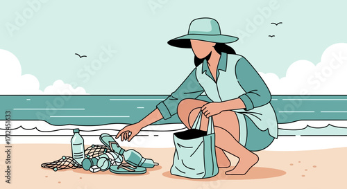 Beachside Clean Up Initiative: A Woman's Commitment to Coastal Conservation Effort