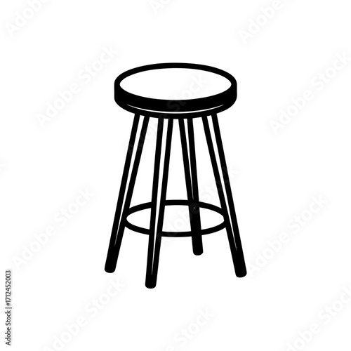 Illustration of a bar stool on transparent background silhouette