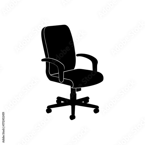 Silhouette of an office chair on transparent background