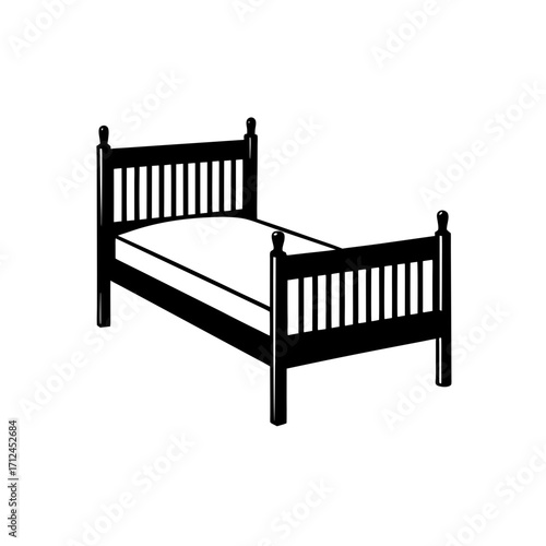 Illustration of a simple bed on transparent background silhouette
