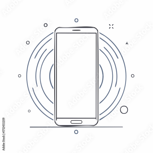 Modern smartphone illustration with digital wave pattern, perfect for tech or mobile UI/UX design projects