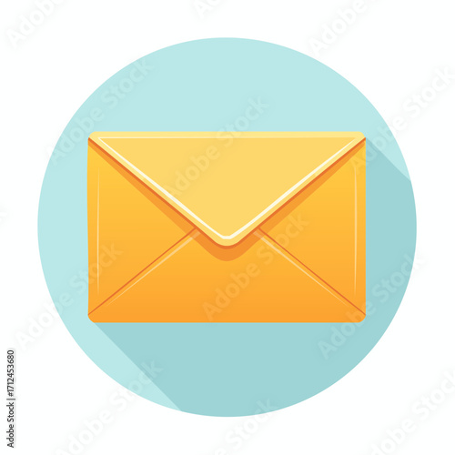 A vector illustration of a closed yellow envelope with a shadow, representing mail and communication