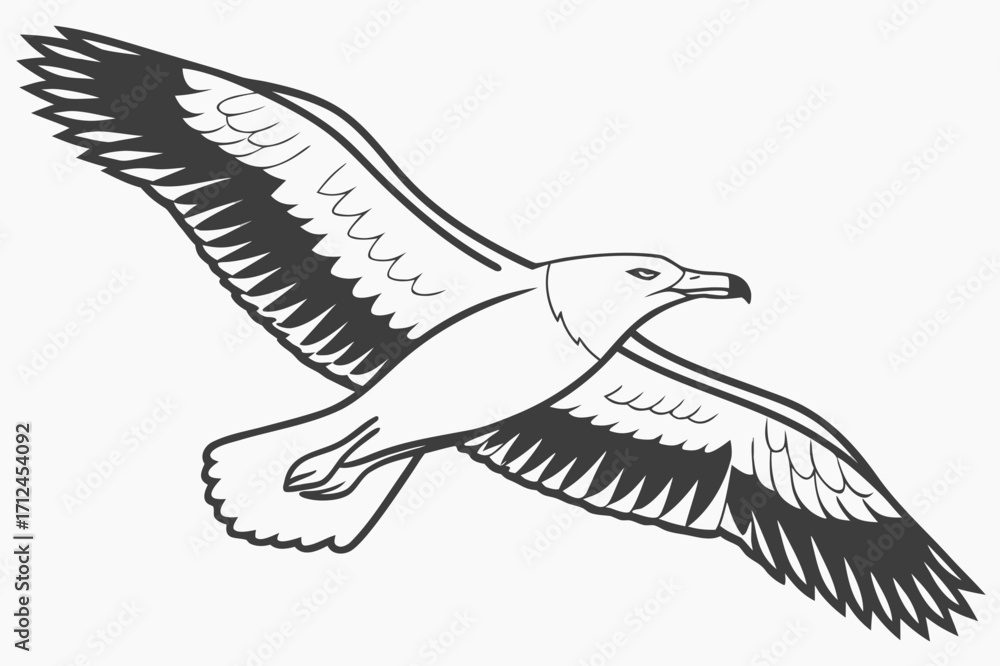 Obraz premium Lone Bird on a Hill: A Serene Nature Vector Illustration