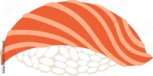 cute japanese food salmon fish sushi rice vector cartoon illustration