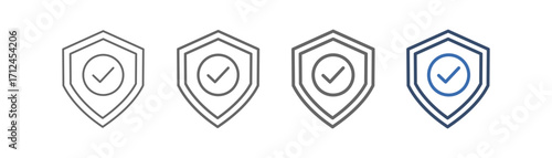 
outline icon set shield with shield design and check mark