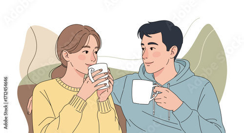 Couple Enjoying Beverage Together Sharing Emotional Connection and Happiness in the Moment