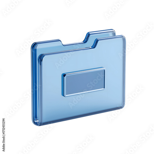 3d icon of  transparent blue folder symbolizing organization and data storage 