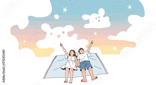 Couple Gazing At Celestial Wonders Under Soft Skies Enjoying A Moment Of Serenity Together