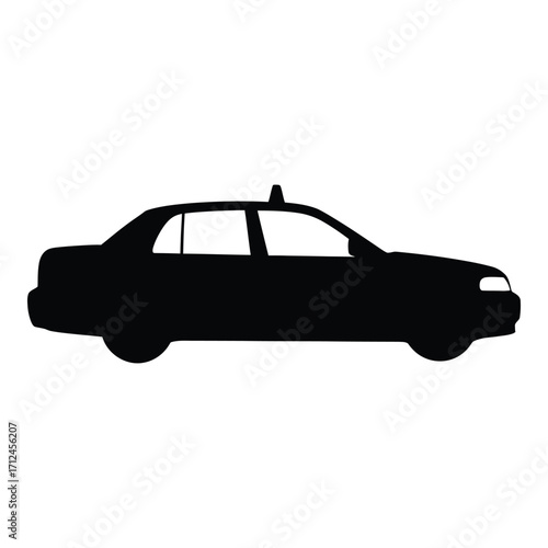 Silhouette of a black taxi cab vehicle side view transportation city service silhouette