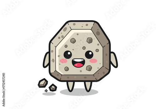 A cute polygonal asteroid is jumping with joy.