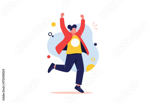 A person celebrating success with arms in the air.