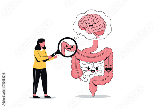 Exploring the Gut Brain Connection With Magnifying Glass.