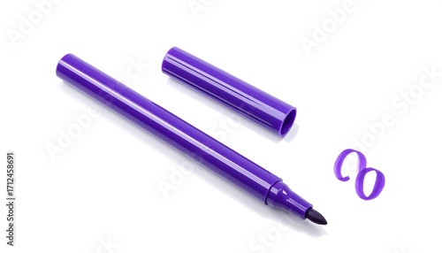 Purple marker, open cap, on white background