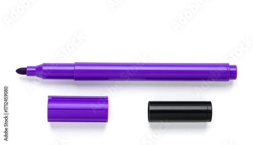 Purple marker, top view, open cap