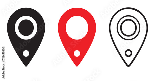 Location Pins - Navigation Icons for Maps, Travel Guides and Geolocation Services
