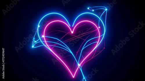 Neon heart element Neon love shines