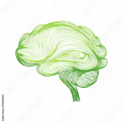 Green Nature Inspired Brain Art