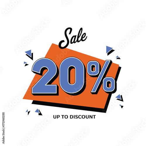 20 Percent Discount Sale Banner Isolated on White Background