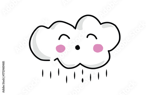 cute rainy cloud weather forecast icon cartoon character.eps
