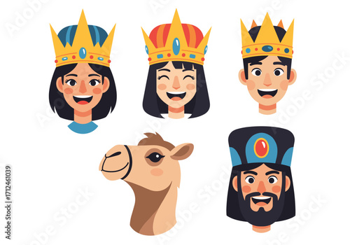 The wise men and the camel celebrating Christmas.