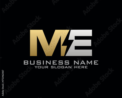 Initial M E logo concept with electric template vector