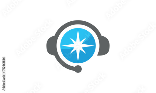 a graphic image with a compass operator theme, on a white background. vector graphic base.