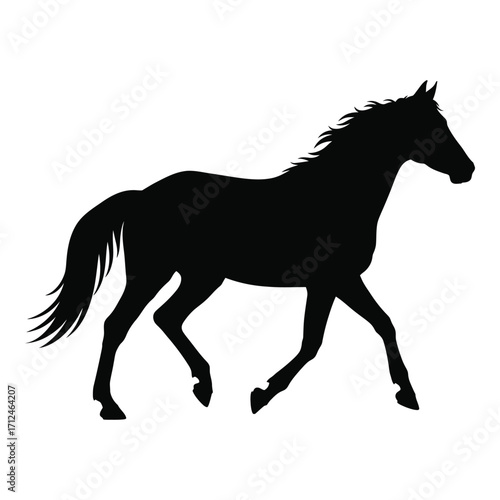 Silhouette of a majestic horse galloping dynamic movement animal art silhouette