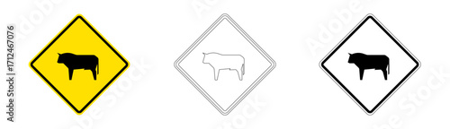 Animals on the Road Traffic Sign PO-5 in Vector Format