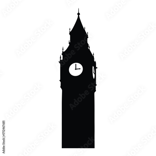 Iconic big ben silhouette of london's famous clock tower landmark silhouette