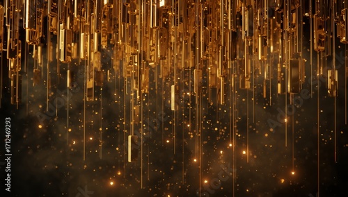 Gold Bars Falling with Glowing Trails
