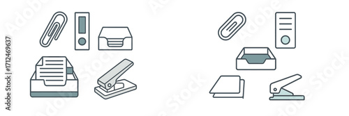 Office supplies and organization tools for efficient workspace management displayed on a clean background