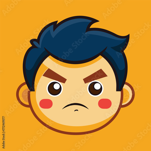 Close-up of a yellow emoji face with sad expression and dark eyes conveying unhappiness
