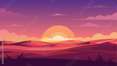 A picturesque sunset over the prairie painting the sky in shades of pink orange and purple as the last rays of light illuminate the rolling landscape.